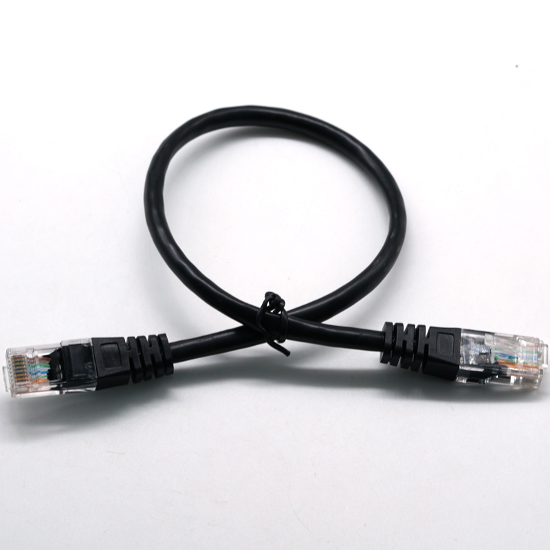 RJ45 8PIN Şeffaf Kafa 24/26AWG Siyah Ethernet Ağ Kablosu LAN Kablosu Elektrik Kablo Demeti